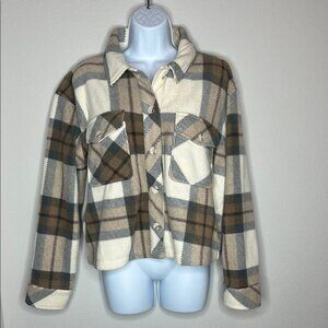 Altar'd State Cream and Brown Utility Jacket